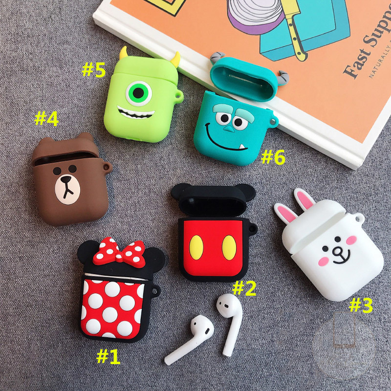 Case Bahan Silikon Motif Kartun Untuk Airpods