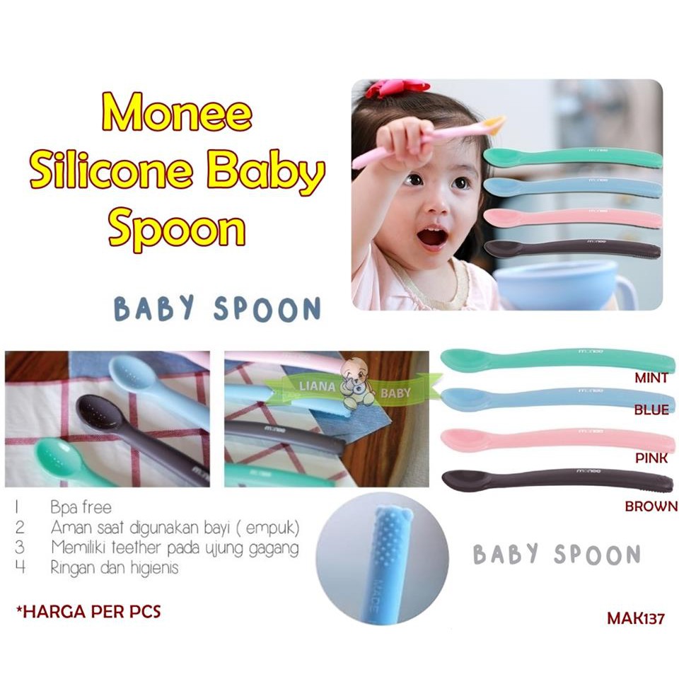 MAK137 SENDOK ANAK MONEE SILICONE BABY SPOON 160089