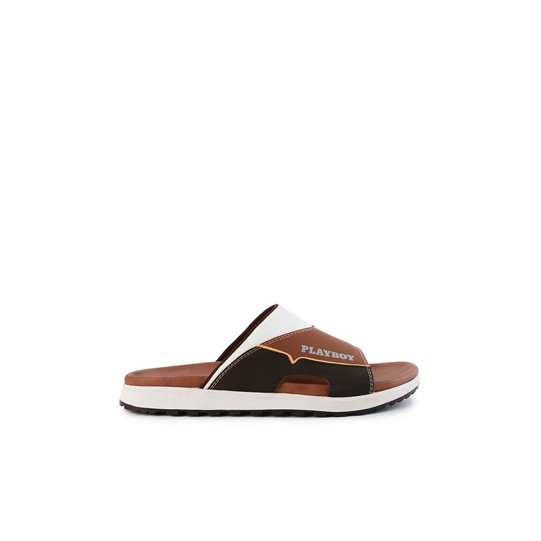 SANDAL SLIDE PLAYBOY PRIA ORIGINAL CASUAL BRANDED ASLI COKLAT PL46