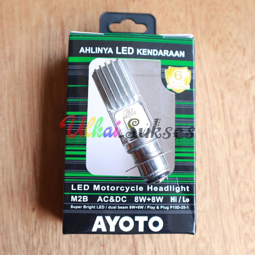 Variasi Aksesoris Lampu Motor LED AYOTO M2B H6 Hi/Lo 8W+8W AC DC PNP Universal Murah