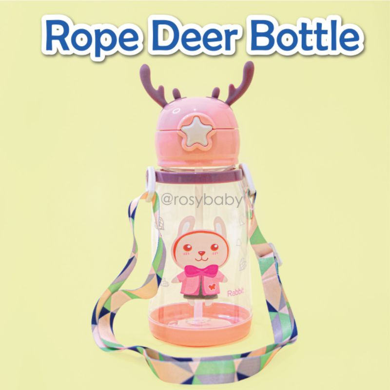 Botol Minum Anak Karakter Model Tanduk Rusa 550 ML Botol Minum Tali Sedotan Tanduk Rusa Botol Minum Anak 600ml BPA Free Import BOTOL MINUM RUSA TUMBLER