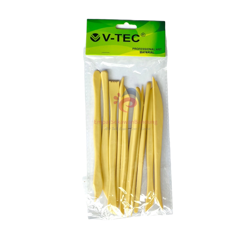 

V-Tec Clay Knife Plastik VT-28/10 Set 10 pcs / Vtec Pisau Ukir Clay Warna Cream / Pisau Ukir Tanah Lita Bahan Plastik – Set 10 SHESB