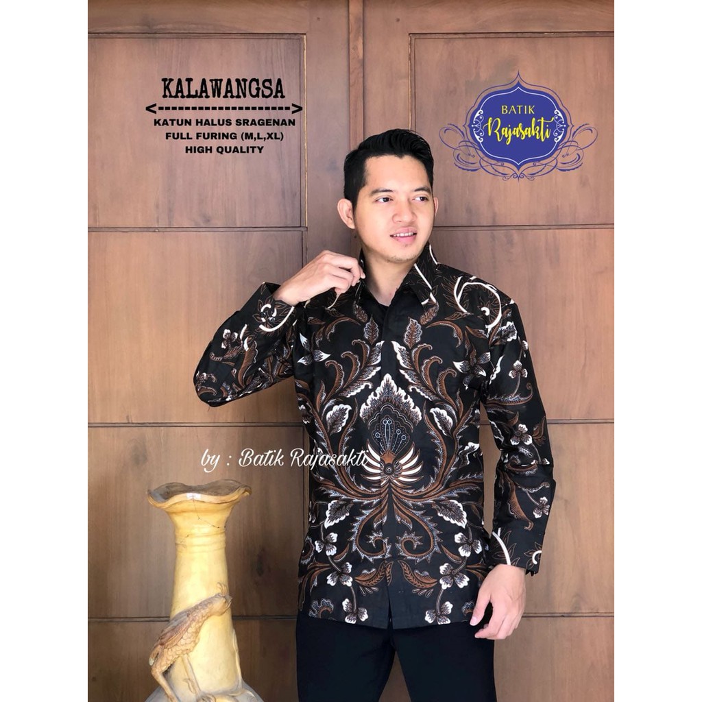 KALAWANGSA Kemeja Batik Pria Full Furing Katun Sragenan