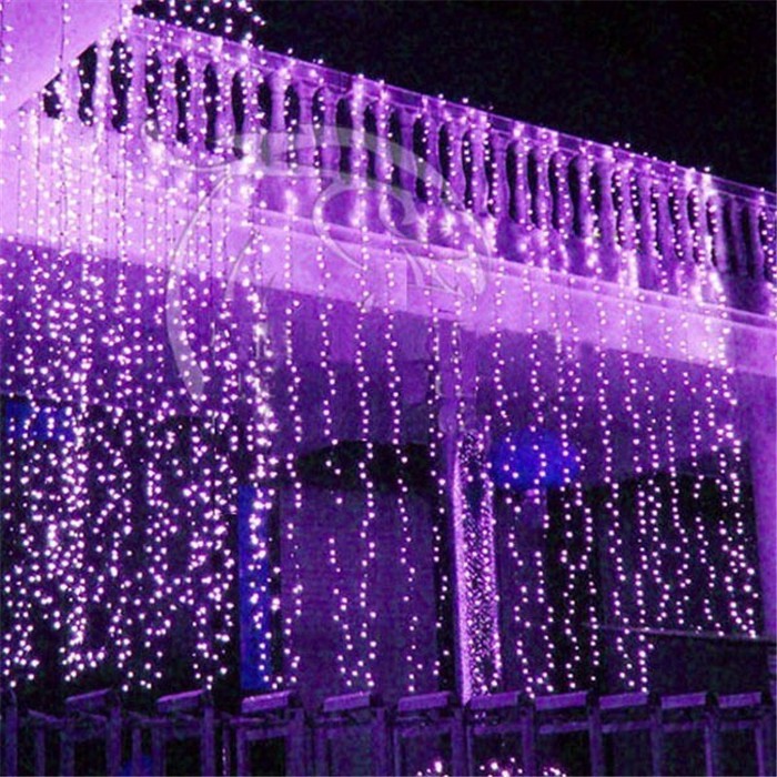 Lampu tumblr Led tirai ungu warm white 4,5M 100 LED warna curtain light Lampu rumbai teras rumah