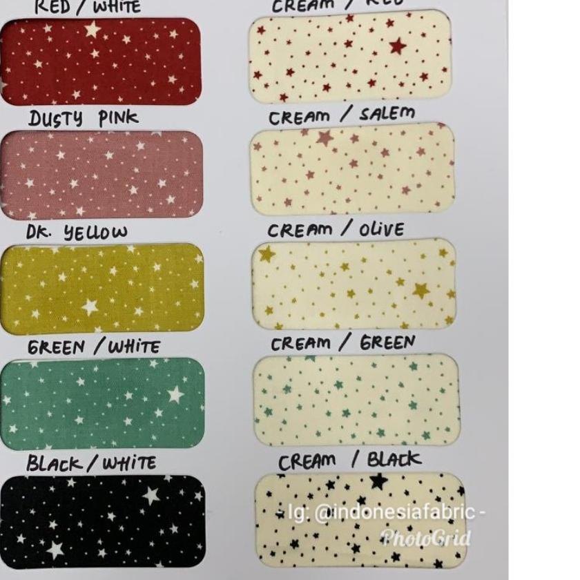 (Selalu Ready Semua Warna) Kain KAtun Jepang Tokai Senko motif Bintang Star