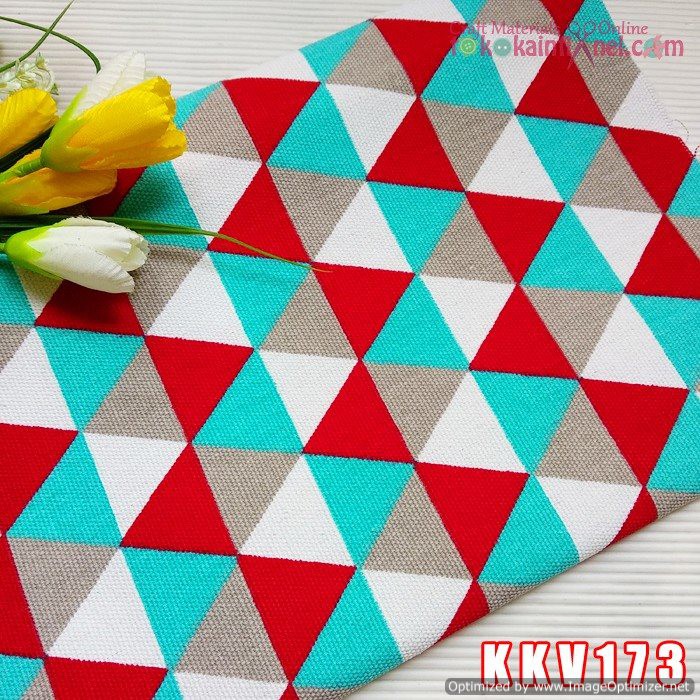 Kkv173 Kain Kanvas Motif  Segitiga Warna  Warni  Ukuran 