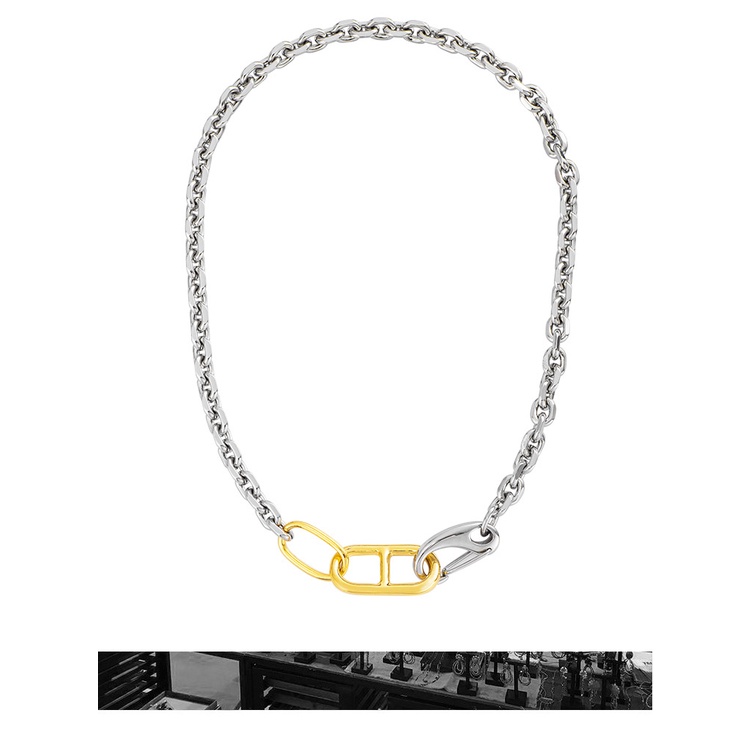 Babi Hidung klavikula kalung dua warna plating tembaga bahan niche style street punk lokomotif gaya