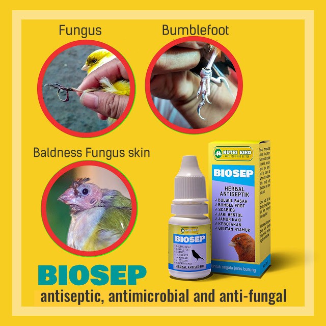 BIOSEP Obat Herbal Burung ANTI BOTAK , ANTI JAMUR , ANTI KUMAN , SCABIES , BENGKAK , KAKI LUKA