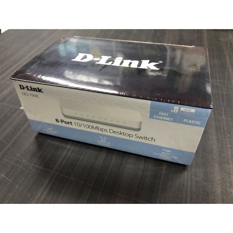 Switch Hub Dlink DES1008C Plastic Case D Link DES -1008C ,8 Port 10/100 Mbps