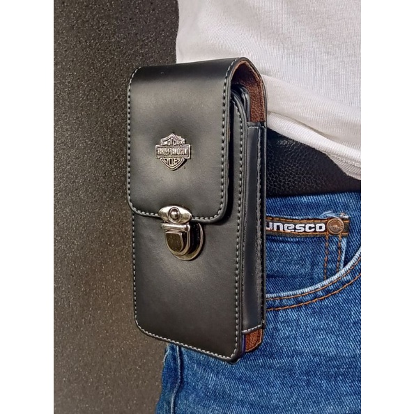 Dompet Sarung Tempat HP Pinggang Kulit Pria 1 &amp; 2 Slot COD Bayar ditempat