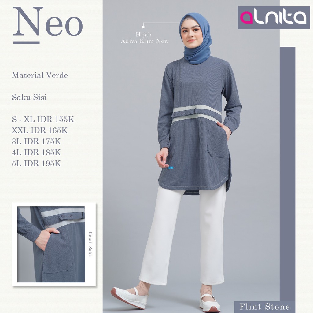 Atasan Alnita NEO Bahan Verde Atasan Muslimah simple elegant nyaman dipakai