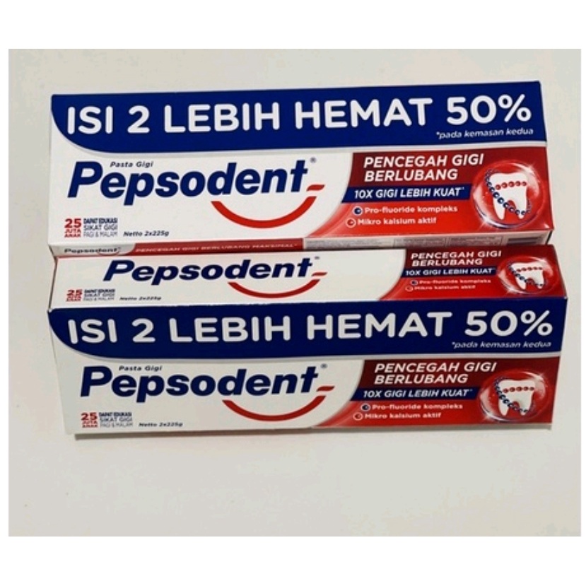 PEPSODENT BELI 1 GRATIS 1 ( 2 PCS ) 2x225 GR | PEPSODENT PENCEGAH GIGI BERLUBANG BELI 1 GRATIS 1 ( 2 X 225 GR)