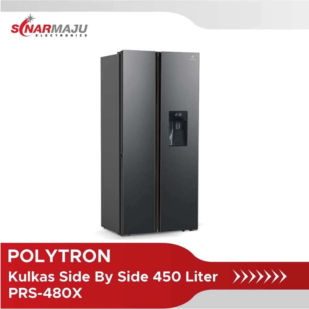 Kulkas Side By Side Polytron 450 Liter Refrigerator Inverter PRS-480X / PRS480X / PRS-480X