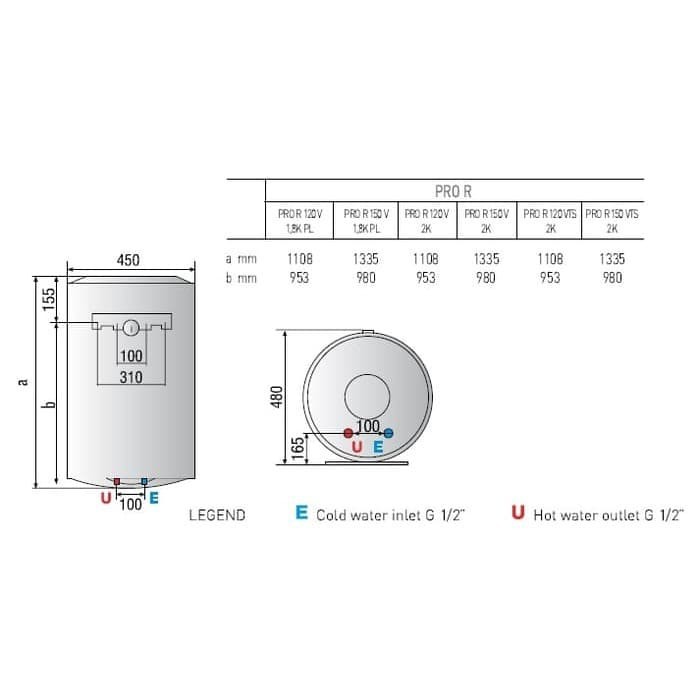 Water Heater ARISTON PRO R 150 V 2K CZ / Pemanas Air Listrik