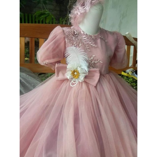 dress pesta bulu anak