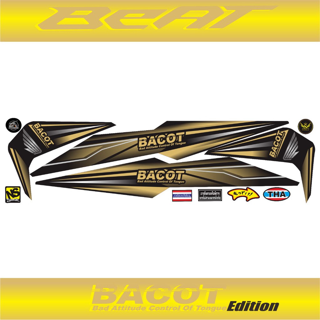 Striping Motor Variasi List Stiker Beat ESP/STREET Bacot Edition GOLD 09 @INDIGO01