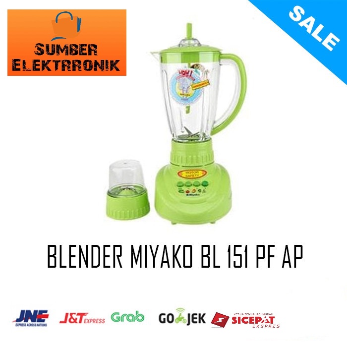 Blender Miyako Plastik 151 PF/AP (2 in 1) Hijau [1.5L]