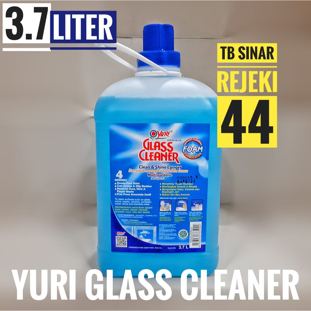 Jual Yuri Glass Cleaner Biru Kuning Jerigen 37 Liter Cairan Pembersih Kaca Rumah Kaca