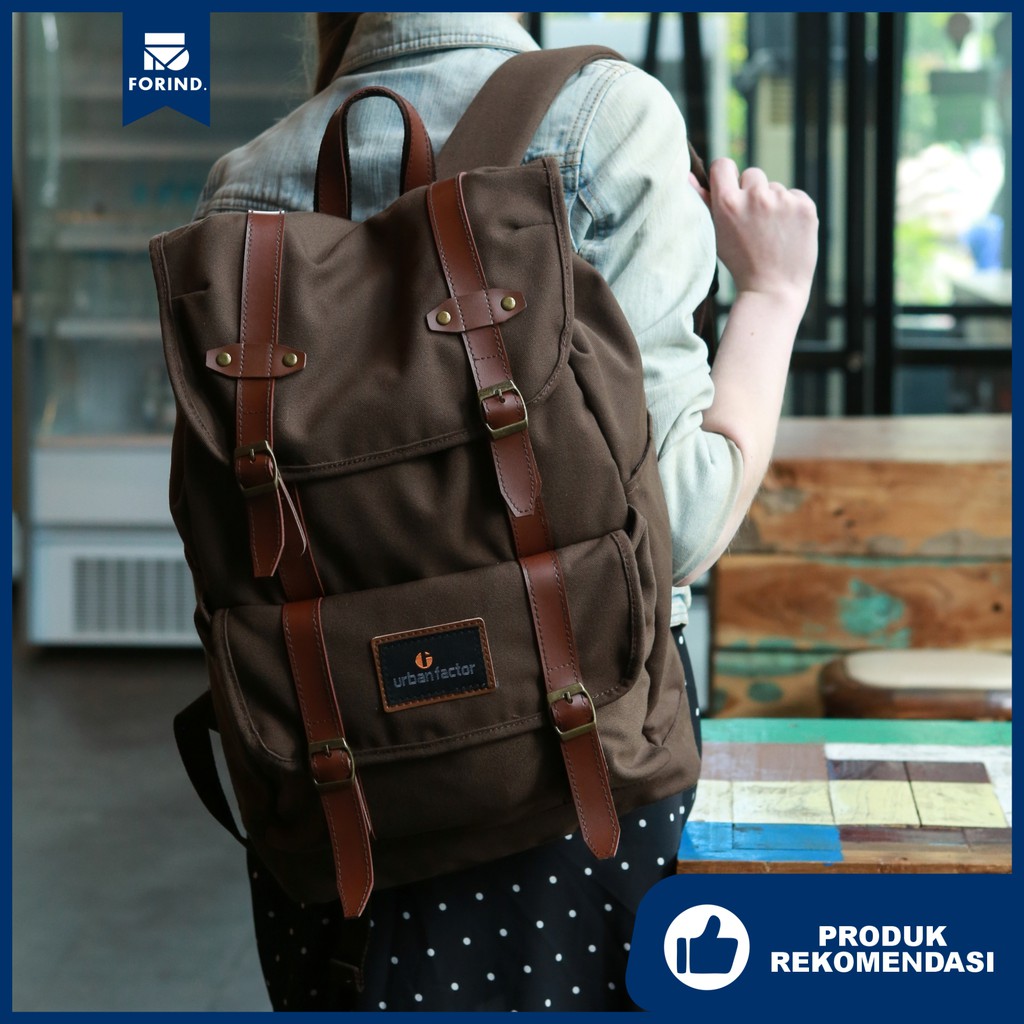 Mix Up Brown | Tas Ransel Ori Bag Polos Pria Wanita Backpack Baru New Kerja | Urban Factor x FORIND