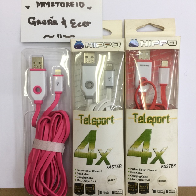 Kabel data lightning iphone 5 6 7 hippo teleport 4x faster original / cable data hippo teleport