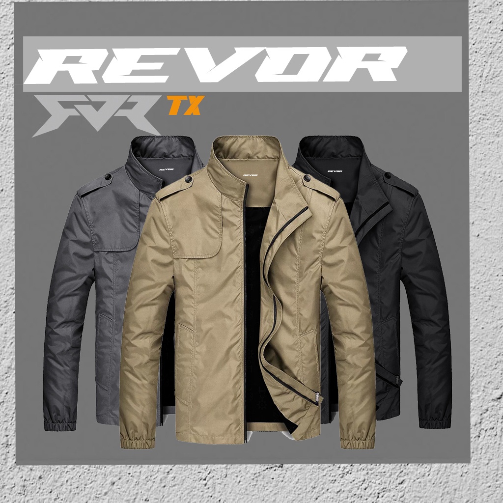 Revor TX Jaket Motor Styles Waterproof Pria Mocca/gray/navy/black