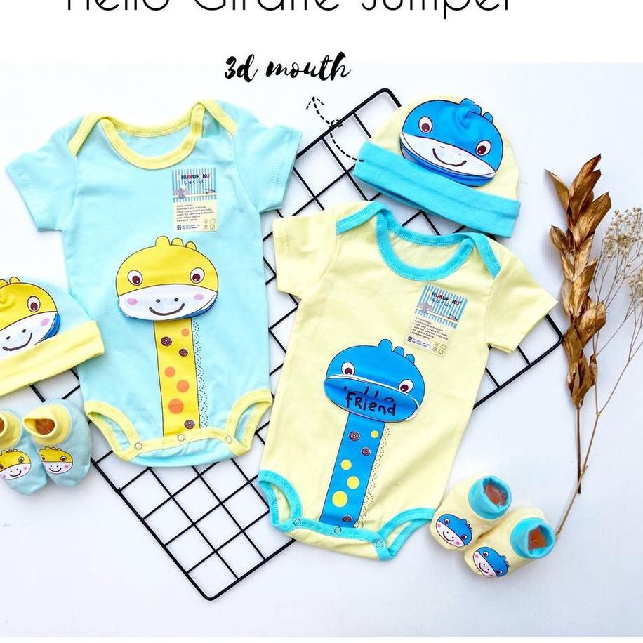 ♀ Hampers Hello Giraffe Baju Jumper Topi Sepatu Giftset Kado Lahiran Hampers Anak Bayi Perempuan Lak