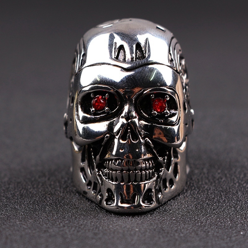 Cincin Metal Desain Tengkorak Terminator Genesis Untuk Pria