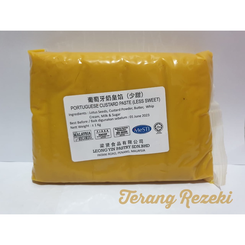 Isian Kue Bulan Mooncake Pao Portuguese Eggyolk Custard Lotus Paste 1Kg LEONG YIN Malaysia Less Suga