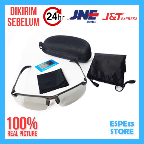 PROMO - Kacamata Polarized Photochromic Anti Silau Police Pria Wanita Anti UV400