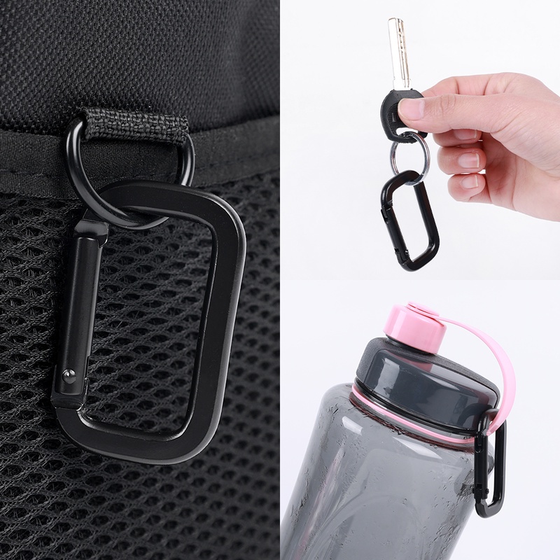 Kait Carabiner Persegi Multifungsi Bahan Aluminum Alloy 2 Ukuran Untuk Outdoor / Camping