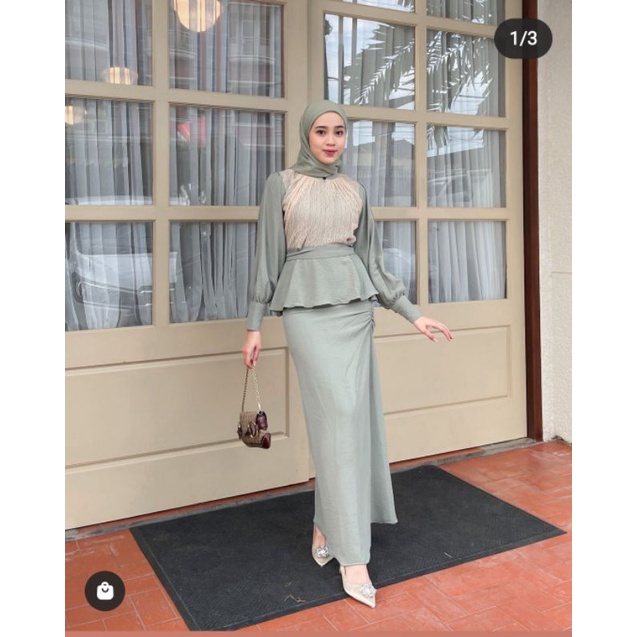 Paula Set Sage Green (S) By Gamaleea.id free accessories dan pashmina