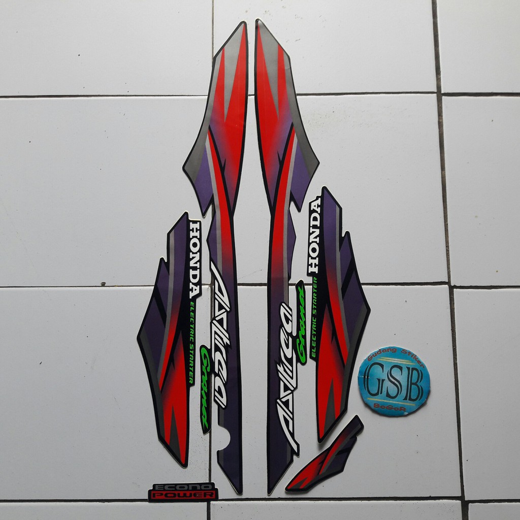 striping stiker motor honda grand 96 merah