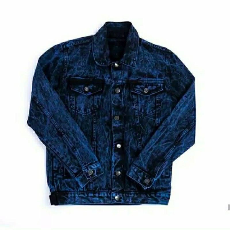 PROMO BISA COD] Jaket Jeans Pria Sobek / Jaket Jeans Ripped Pria Biru Muda Murah Gaya (2pcs-1kg