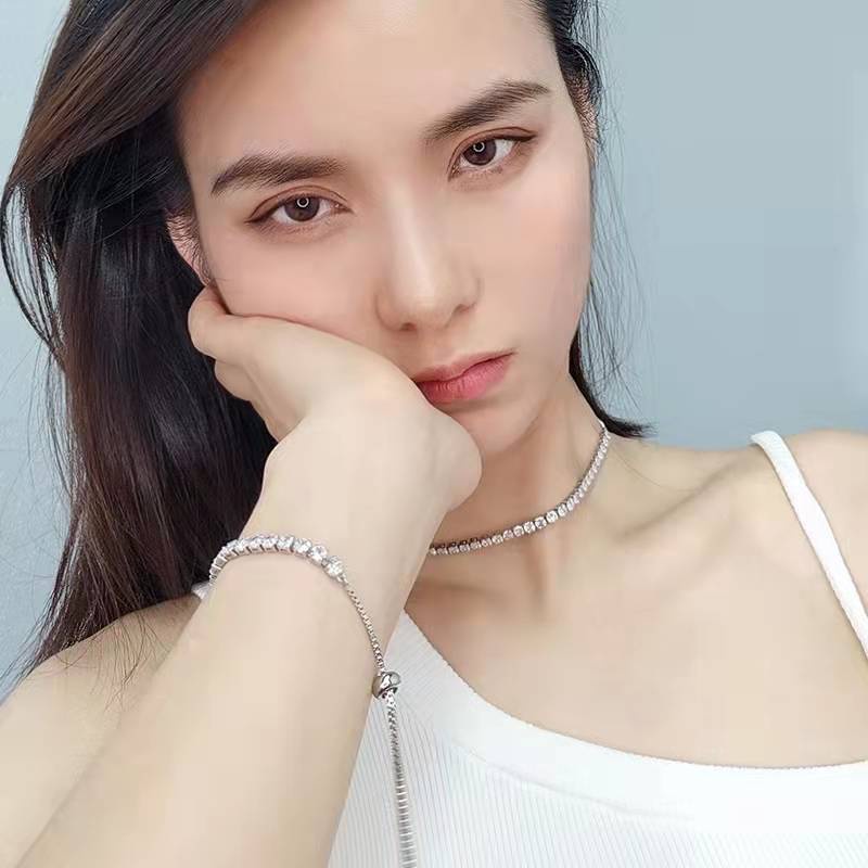 Gelang Serut Adjustable Wanita Imitasi Fashion Berlian Imitasi