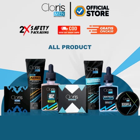 CLORISMEN SKINCARE PRIA memutihkan wajah kusam dan menyembuhkan jerawat bopeng flek hitam komedo MENCERAHKAN MENGHILANGKAN KERUTAN PORI BESAR KOMEDO  BOPENG  SPOT  MENUTRISI KULIT