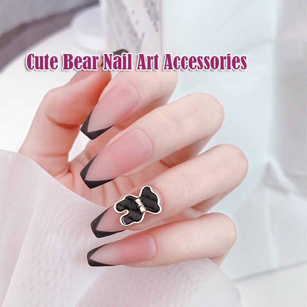 Mxbeauty 3D Beruang Dekorasi Kuku Lucu Kotak-Kotak Dasi Kupu Beruang Manicure Perhiasan DIY Nail Art