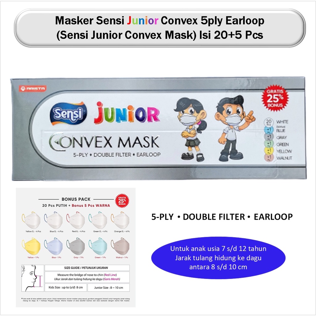 Masker Sensi Convex Junior 5-ply / Masker Anak KF94
