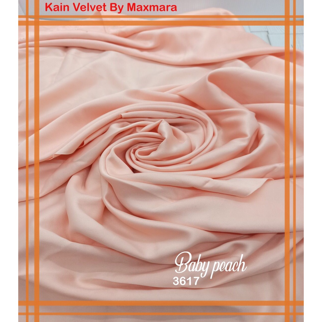 Bahan Multi Kain Satin saten Velvet maxmara Polos bridesmaid Meteran Super A Grade-3617 baby peach