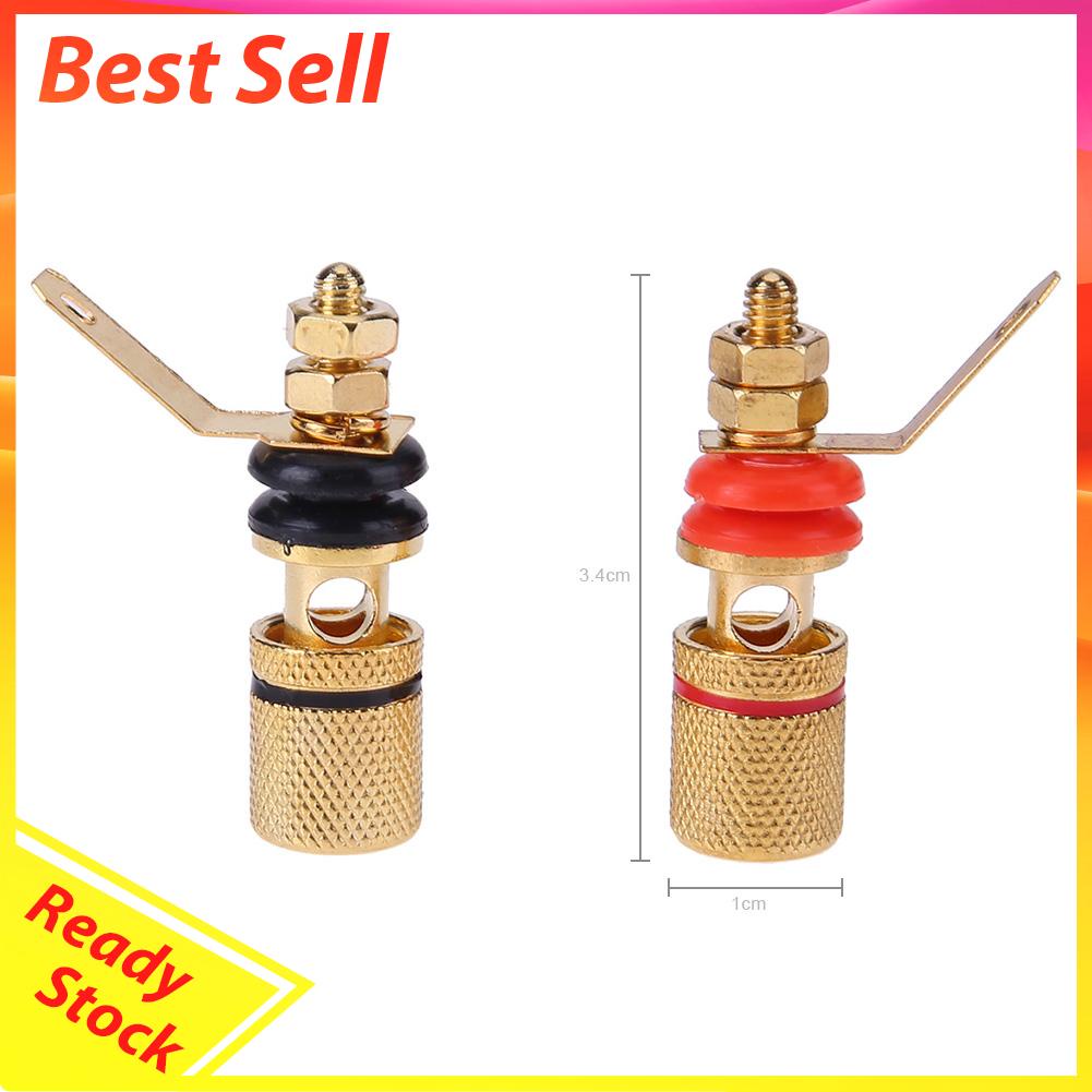 2pcs Terminal Binding Post Speaker Lapis Emas Ukuran 4mm Untuk Banana Plug