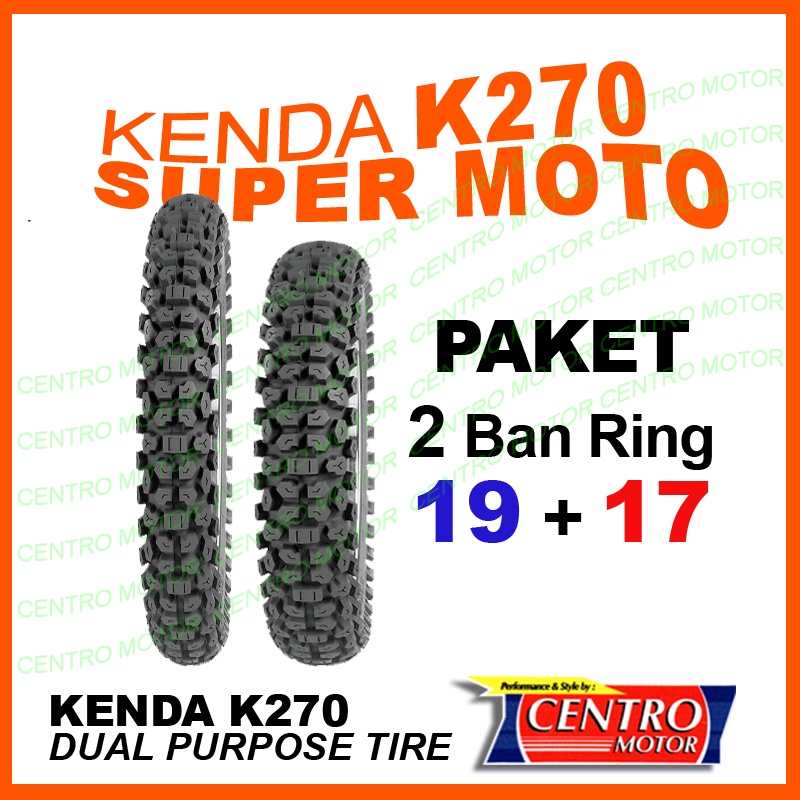 KENDA K270 PAKET 2 BAN RING 19+17. Cocok untuk Custom Motor Adventure, Dual Purpose