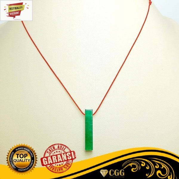 Kalung Liontin Cowok Batu Akik Giok Hijau Asli Natural Green Jade