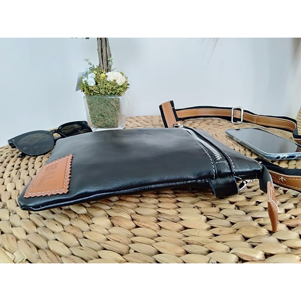 Tas Selempang Kulit Pria Slempang Pria Sling Bag Waistbag Cowok Tas Pinggang Pria Kulit Sapi Asli Original Premium Keren Terbaru Breaker