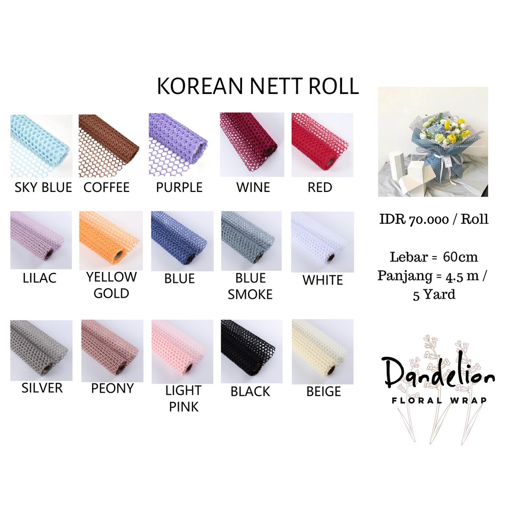 

KOREAN NET ROLL KERTAS BUNGA (1 ROLL)/ FLOWER WRAP/ PEMBUNGKUS BUNGA HAND BOUQUET