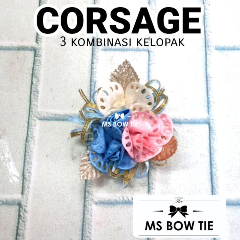korsase putih biru pink 3 kombinasi corsage bunga jas
