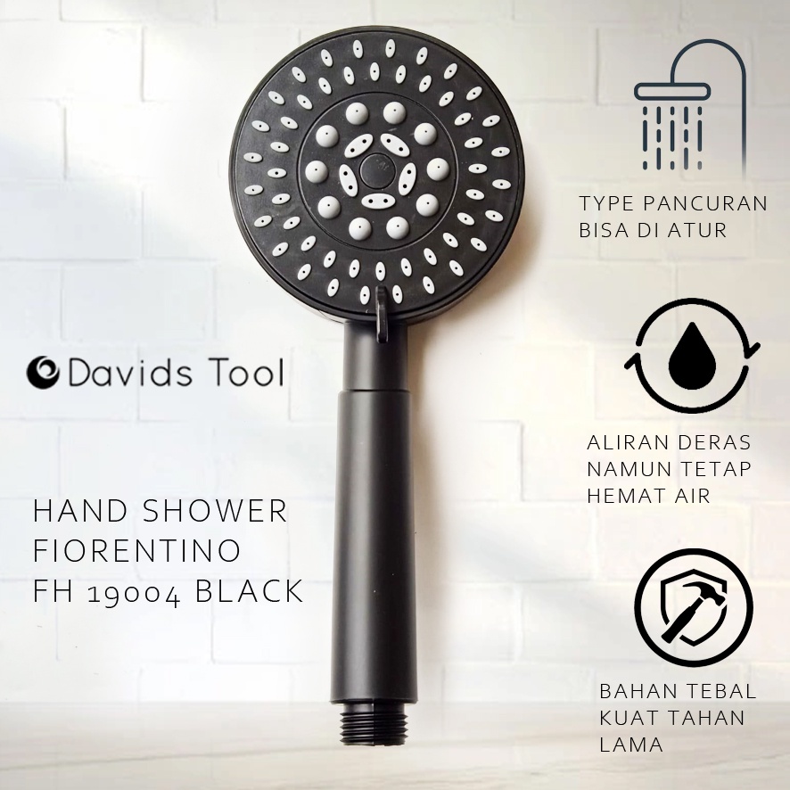 Hand Shower Kamar Mandi Kepala Sower Set Hitam Fiorentino 19004