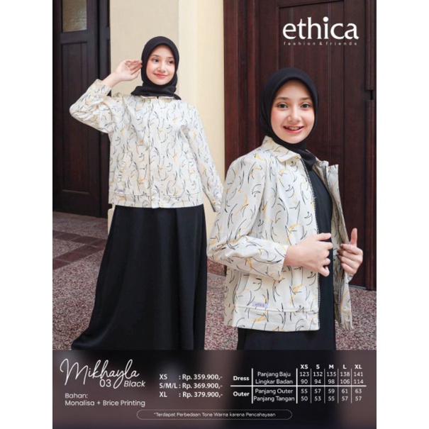 SETELAN ANAK MIKHAYLA 03 BLACK DAN BARK SET DRESS SERIES