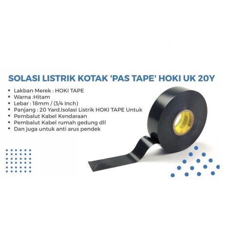 ISOLASI LISTRIK HITAM TAHAN PANAS HOKI TAPE ELEKTRIK DOUBLE TAPE / ISOLASI INSTALASI LISTRIK HITAM