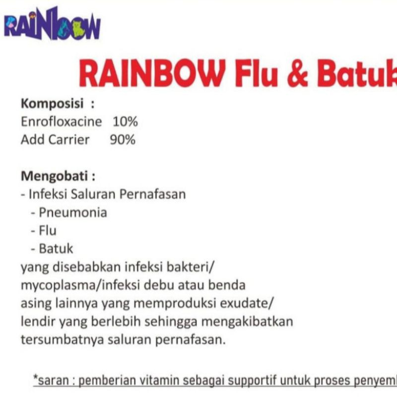 Rainbow Obat Flu dan Batuk 8ml Kucing Anjing dan Kelinci - Obat Flu dan Batuk Hewan