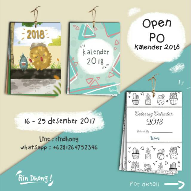 Coloring calendar / kalender 2018