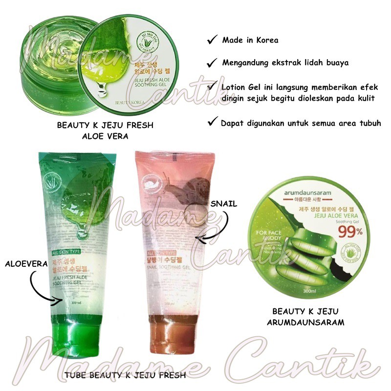 ✿ MADAME ✿ ARUMDAUNSARAM K BEAUTY JEJU FRESH ALOE VERA SHOOTING GEL TUBE BPOM